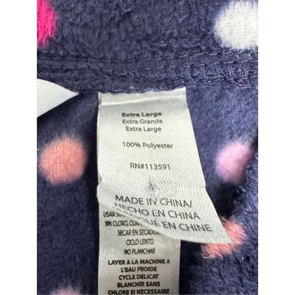 Hotel Spa Collection Polka Dot Feece Pajama Top Navy Blue Pink Size XL See Notes - Picture 4 of 11